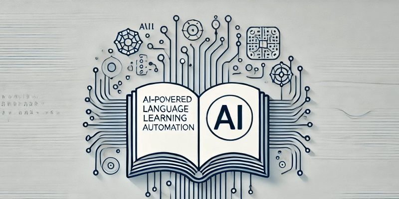 
AIによる英語学習を表現したChatGPT/DALL·Eイラスト。
